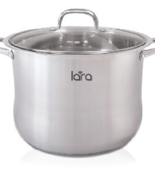 Кастрюля Lara LR02-42 10 л (нерж) 26x19 см, 10 л, капсулир индукц дно, стекл крышка