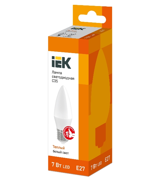 Лампа светодиодная IEK LLE-C35-7-230-30-E27 ECO C35 свеча 7Вт 230В 3000К E27