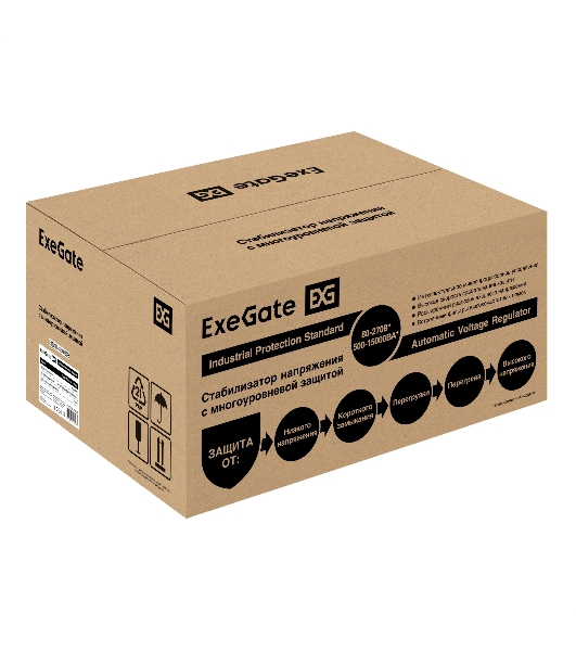 Стабилизатор напряжения ExeGate Expert Turbo AST-20000 (20000ВА, вход 80-260В, цветной дисплей, выход 220В±8%, КПД 98%, 5 уровней защиты, задержка, усиленный метал. корпус, клем.колодка, RTL)