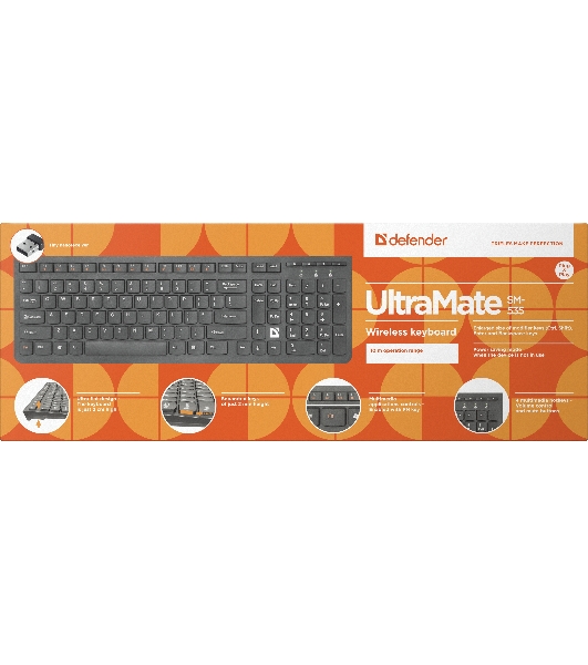 Клавиатура беспроводная Defender ULTRAMATE SM-535 RU USB, радиоканал, черный