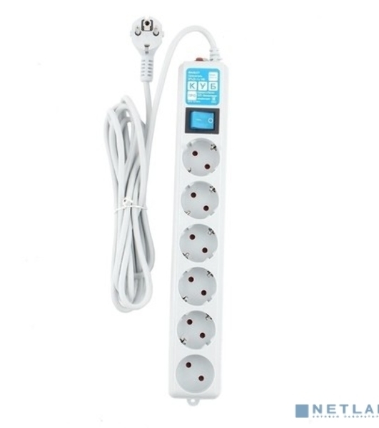 Фильтр-удлинитель PowerCube PRO (SPL(5+1)-16B-P-3M) 3.0 м, LC контур - подавление В/Ч помех, 16А/3,5кВт