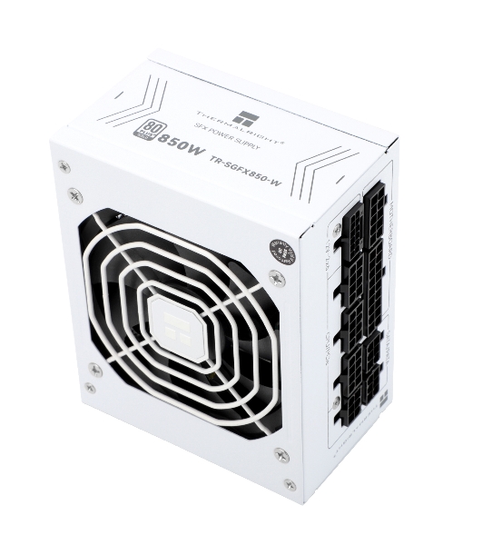 Блок питания Thermalright, 850W 80+ Gold (SFX, 3.1, PCIe 5.1, Full modular, 1x24(20+4)pin, 1xCPU 8(4+4)pin, 2xPCIe*2 8(6+2)pin, 1x12VHPWR PCIe 5.1 12+4pin 600мм, 3xSATA3, 3xMOLEX4pin, Active, 92x92mm, 100x125x64mm, APFC, OPP, OVP, OTP, OCP, SCP, UVP, white)