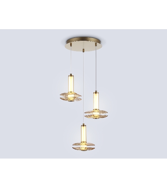 Подвесной светодиодный светильник Ambrella light LH31011/3 BS/TI латунь/янтарь 35W 3000K D450*1790
