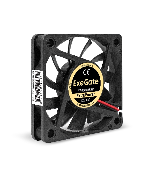 Вентилятор 12В DC ExeGate ExtraPower EP06010S2P черный 60x60x10 мм, 3000 об/мин, 24 дБ, 2 pin