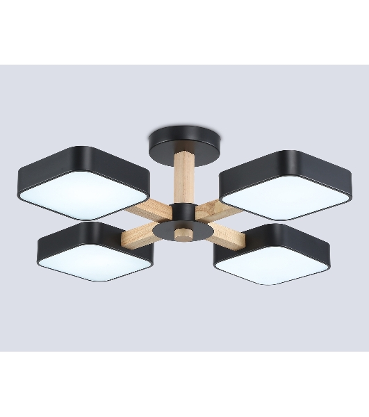 Светильник Ambrella light FL4880/4 BK/WD черный/дерево 72W 3000-6000K D610*160 (без ПДУ)