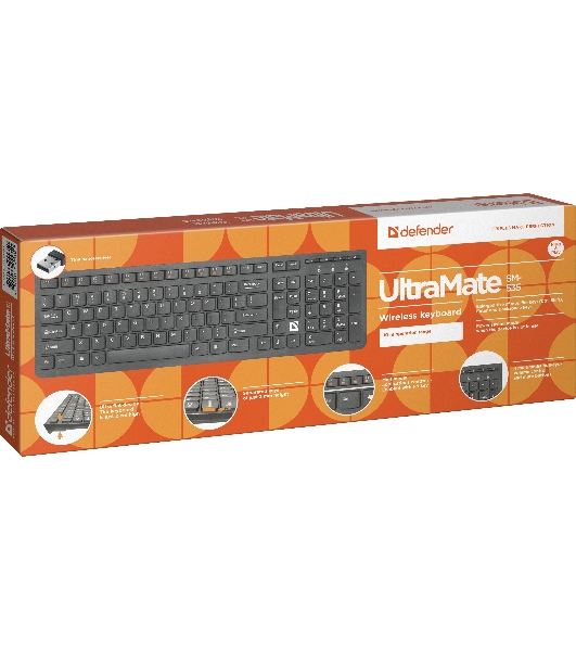 Клавиатура беспроводная Defender ULTRAMATE SM-535 RU USB, радиоканал, черный