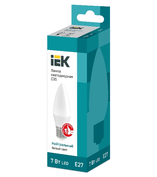 Лампа светодиодная IEK LLE-C35-7-230-40-E27 ECO C35 свеча 7Вт 230В 4000К E27
