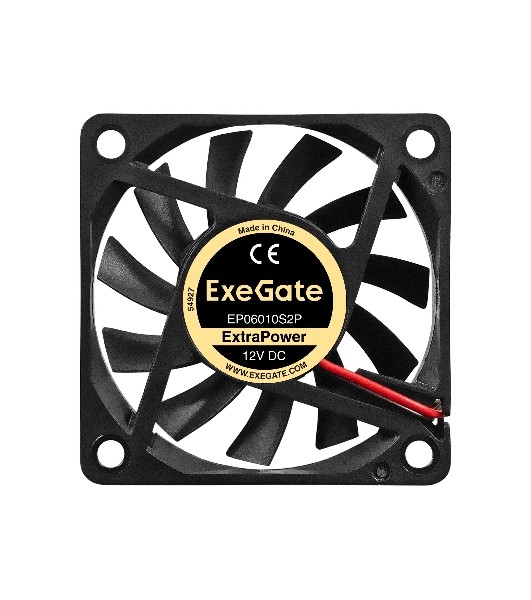 Вентилятор 12В DC ExeGate ExtraPower EP06010S2P черный 60x60x10 мм, 3000 об/мин, 24 дБ, 2 pin