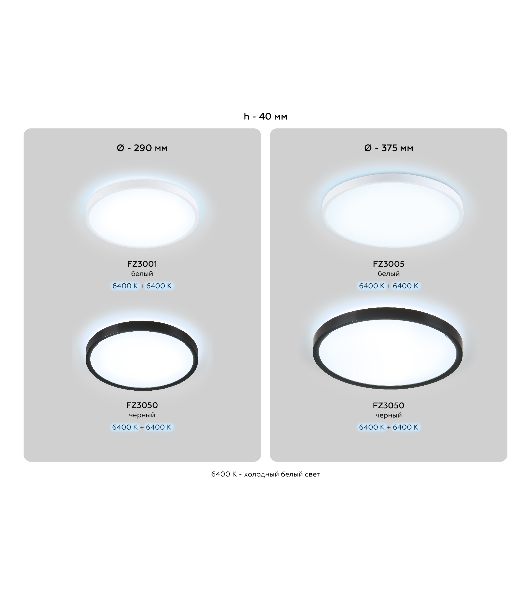 Потолочный светодиодный светильник Ambrella light FZ3005 WH белый IP44 33W+10W 6400+6400К D370*40 (Без ПДУ)