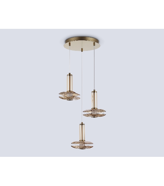 Подвесной светодиодный светильник Ambrella light LH31011/3 BS/TI латунь/янтарь 35W 3000K D450*1790