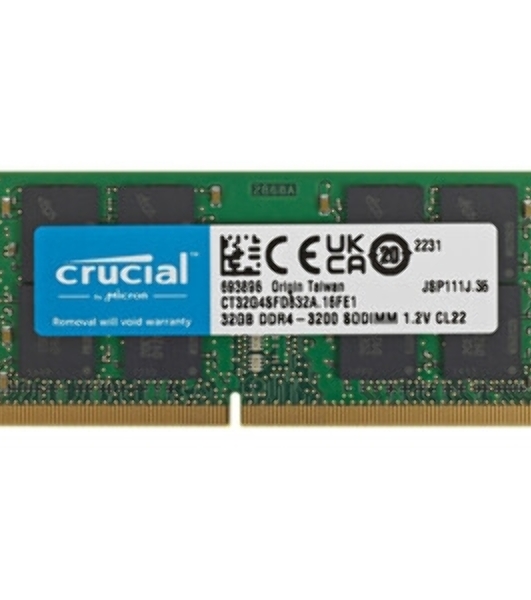 Оперативная память Crucial, DDR4, 32Gb (1x32 Gb), 3200 MHz, CL22, SO-DIMM, OEM
