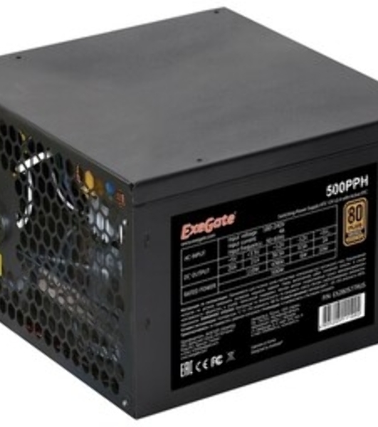 Блок питания ExeGate 500PPH-OEM (EX280577RUS-OEM), 500Вт, 80 PLUS, 120Вт, черный