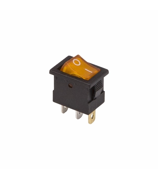 Выключатель клавишный Rexant 12V 15А (3с) ON-OFF желтый с подсветкой Mini
