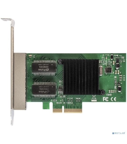 Сетевой адаптер ExeGate EXE-I350-T4V2 (PCI-E x4 v2.1, порты 4xRJ45 (медные), 10/100/1000Mbps, Gigabit NIC Intel Chipset NHI350AM4)