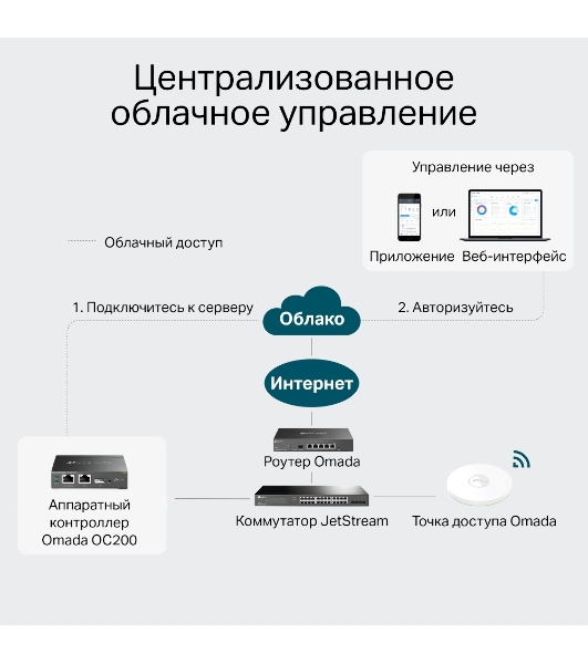Контроллер TP-Link Omada OC200 10/100BASE-TX черный