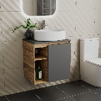 Тумба Bau Dream Blackwood 60 правая, графит, раковина BAU Nimb 50х36, смеситель для раковины высокий Hotel Still, нержавеющая сталь, фото3
