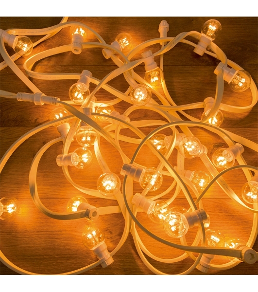Гирлянда Neon-night LED Galaxy Bulb String 10м, белый каучук, 30 лампx6 LED теплый белый, влагостойкая IP65