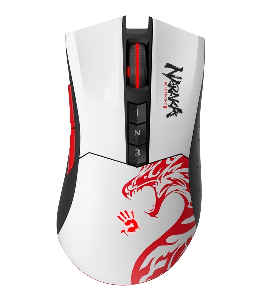 Мышь беспроводная A4Tech Bloody R90 Plus Naraka белый, 5000 dpi, радиоканал, USB, кнопки - 8