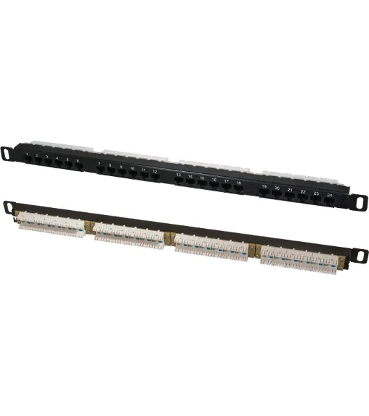 Патч-панель высокой плотности 19', 24хRJ-45, UTP, Cat.5e, 0,5U