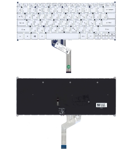 Клавиатура для ноутбука Acer Swift 5 SF514-52T серебристая с подсветкой