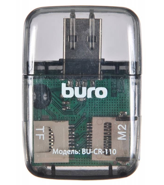 Кард-ридер Buro BU-CR-110 черный/MMC/MS/MS Duo/MS Micro M2/MS Pro/RS-MMC/SD/SDHC/TF/micro-SD/miсro-SDHC/USB 2.0/пластик