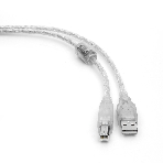 Кабель USB2.0 Cablexpert CCF-USB2-AMBM-TR-15, AM/BM, медь, двойн.экран, фер.кольцо, Pro, 4.5м, прозрач, пакет, фото 1