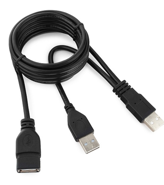 Кабель удлинитель USB 2.0 2xAM/AF 1.8м Gembird PRO, позол.конт., черный, пакет