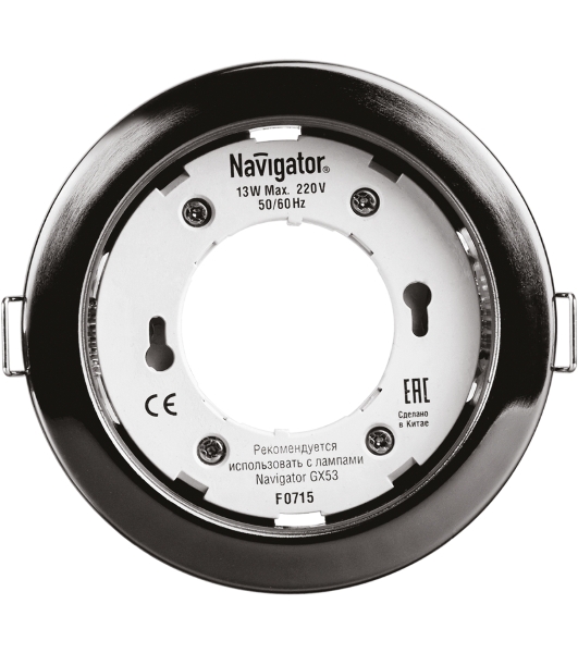 Светильник Navigator NGX-R1-005-GX53 IP20 черный хром