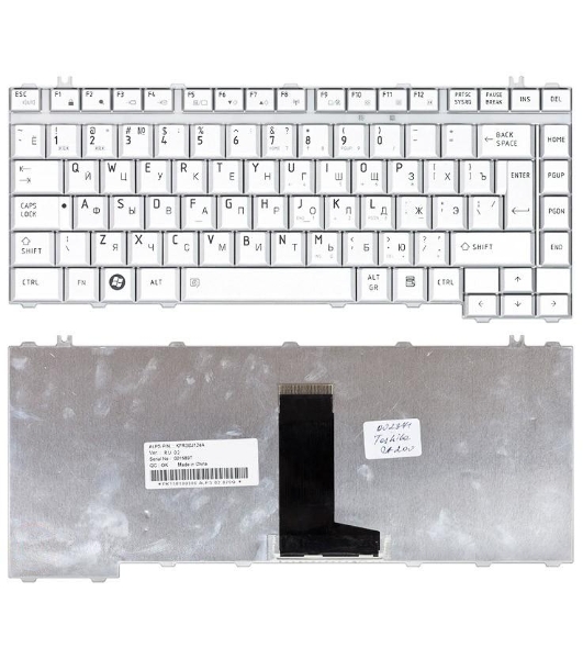 Клавиатура для ноутбука Toshiba Satellite A200 A210 A300 M300 L300 M500 M505 серебристая