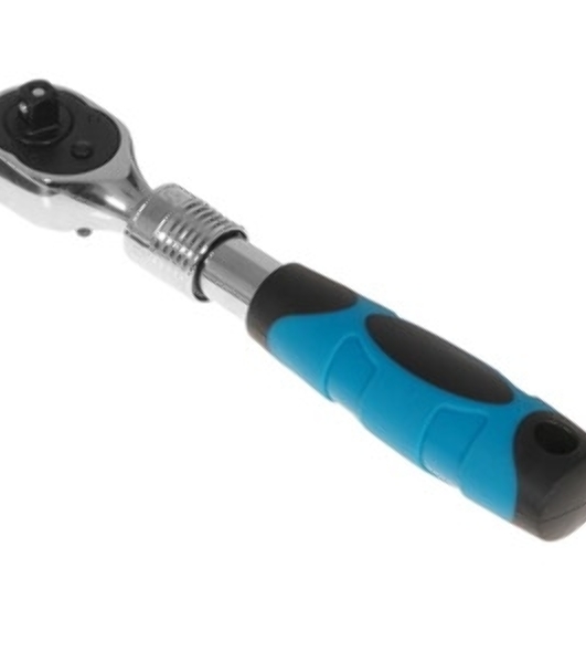 Ключ телескопический Gross 14074 трещоточный 1/4', 150-200 мм, CrV, хромир., 2-х комп. рукоятка