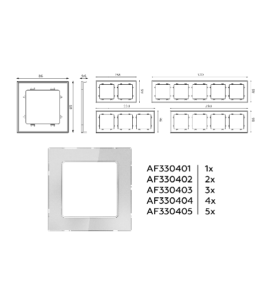 Рамка ALFA Platos (Серебро Стекло органическое) 1-ая AF330401