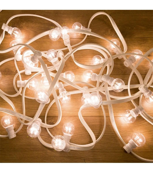 Гирлянда Neon-night LED Galaxy Bulb String 10м, белый каучук, 30 лампx6 LED белый, влагостойкая IP65