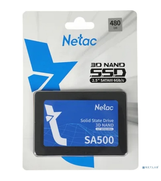 Накопитель SSD Netac SA500, 480Gb, SATA III, 2.5', R/W 520/450