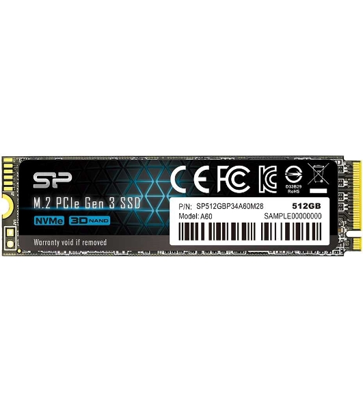 Накопитель SSD Silicon Power P34A60, 512Gb, M.2 2280, PCIe 3.0 x4, NVMe, R/W 2200/1600