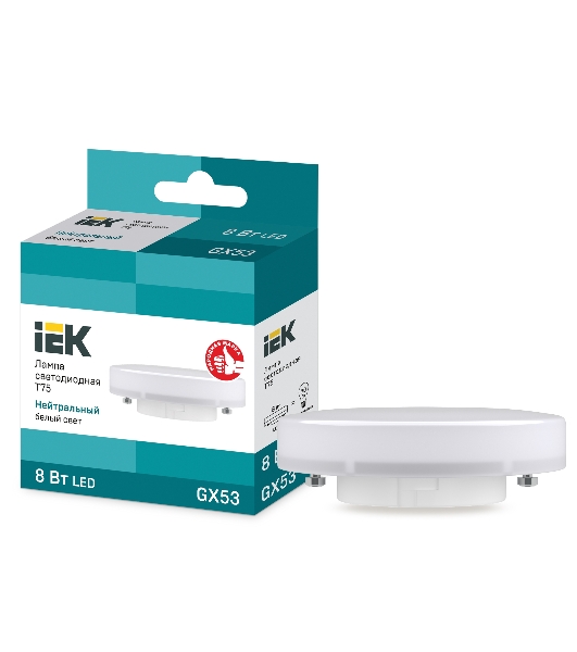 Лампа светодиодная IEK LLE-T80-8-230-40-GX53 ECO T75 таблетка 8Вт 230В 4000К GX53