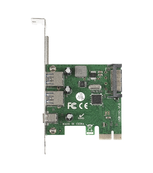 Контроллер ExeGate EXE-323 PCI-E 2.0, 2*USB 3.0 ext + 1*Type-C, разъем доп.питания (OEM)