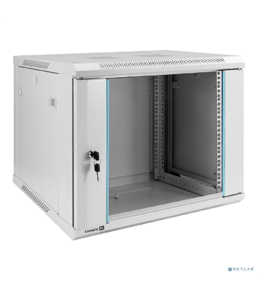Шкаф телекоммуникационный 19' настенный 9U ExeGate EC-WM-9U.450.G.GREY (19', 9U, 600x450x500 мм (ШхГхВ), передняя дверь закаленное стекло, съемные боковые панели, пыле- и влагозащита IP23, светло-серый RAL 7035)