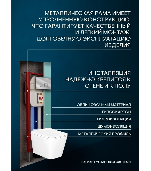 Комплект BAU 6 в 1: рамная инсталляция BAU NEO 45, унитаз подвесной безободковый Bau Stil, быстросъемное сиденье дюропласт микролифт, кнопка смыва BAU Hotel , хром