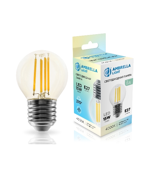 Лампа светодиодная 451524 Filament LED G45 15W E27 4000K 220-240V