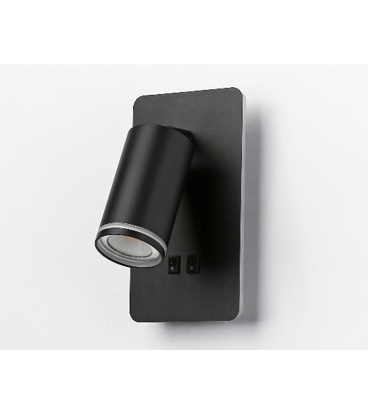 Настенный светильник с выключателем Ambrella light FW2466 BK черный GU10 max 12W+LED 4200K 9W 185*105*150