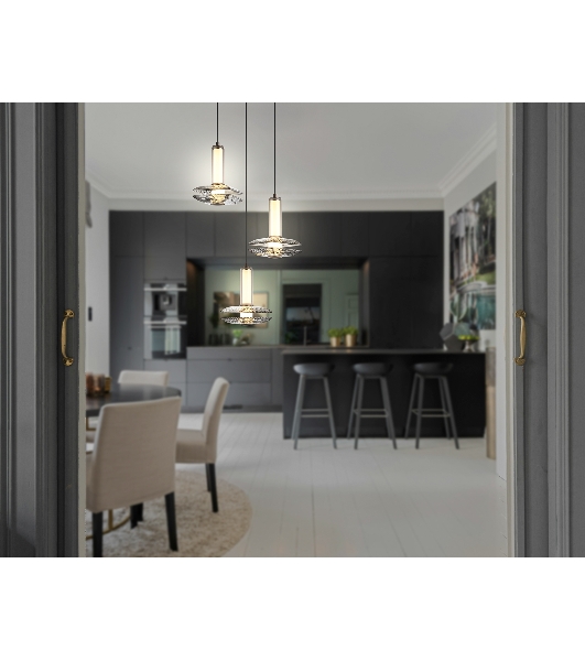 Подвесной светодиодный светильник Ambrella light LH31012/3 GR/SM серый/дымчатый 35W 3000K D450*1790