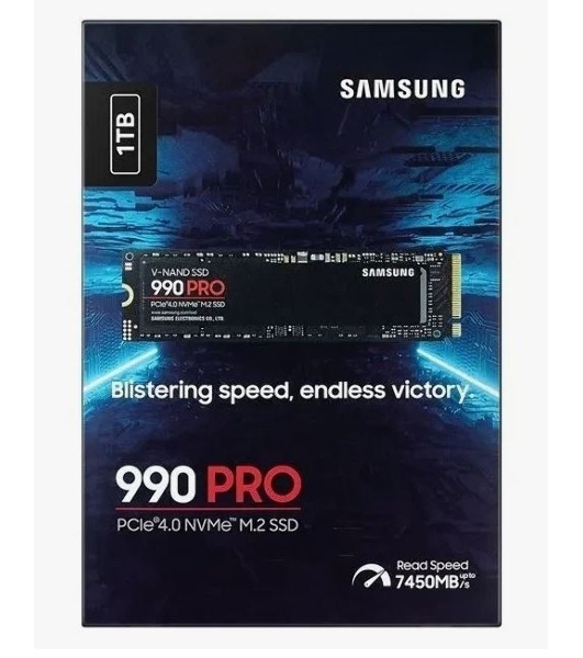 Накопитель SSD Samsung 990 PRO, 1000Gb, PCIe 4.0 x4, M.2 2280, NVMe, R/W 7450/6900