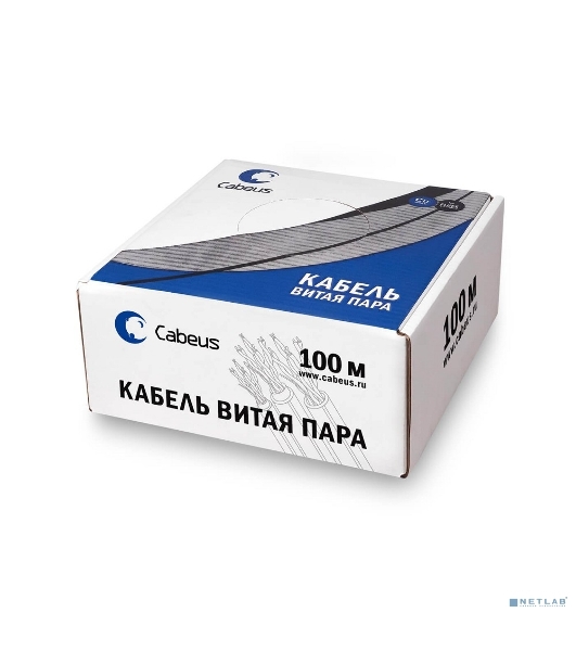 Кабель витая пара UTP (U/UTP) Cabeus UTP-4P-Cat.5e-SOLID-LSZH-100 категория 5e, 4 пары (24 AWG), одножильный, оранжевый, LSZH, нг(А)-HF, (100 м)