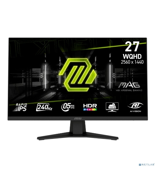 Монитор 27' MSI MAG 274QF X24 IPS 2560x1440, 240 Гц, 0.5 мс, 16:9, 250 кд/м², 2xHDMI 2.0b, DP 1.4a, 3.5 мм, FreeSync, полуматовый экран, черный