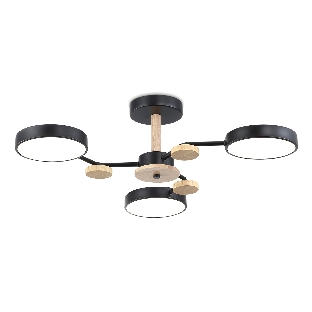 Светильник Ambrella light FL4857/3 BK/WD черный/дерево 54W 3000-6000K D660*170 (без ПДУ)
