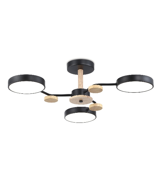 Светильник Ambrella light FL4857/3 BK/WD черный/дерево 54W 3000-6000K D660*170 (без ПДУ)