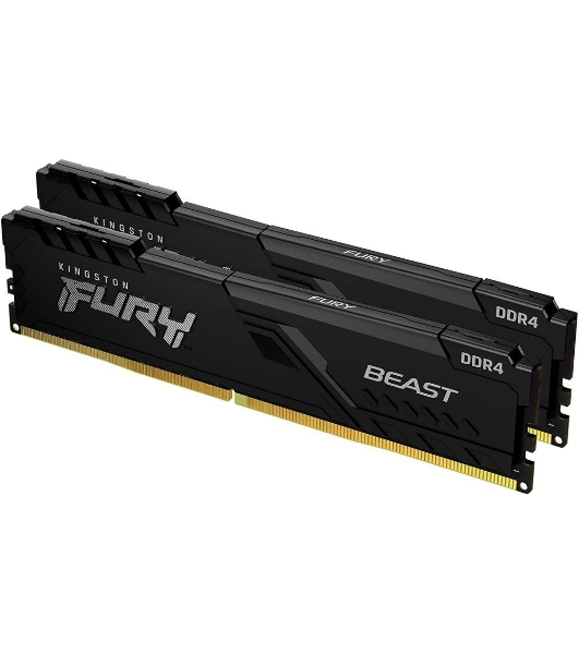 Оперативная память Kingston Fury Beast, DDR4, 32GB (2x16GB), 3600MHz, CL18, DIMM, с радиатором, черный