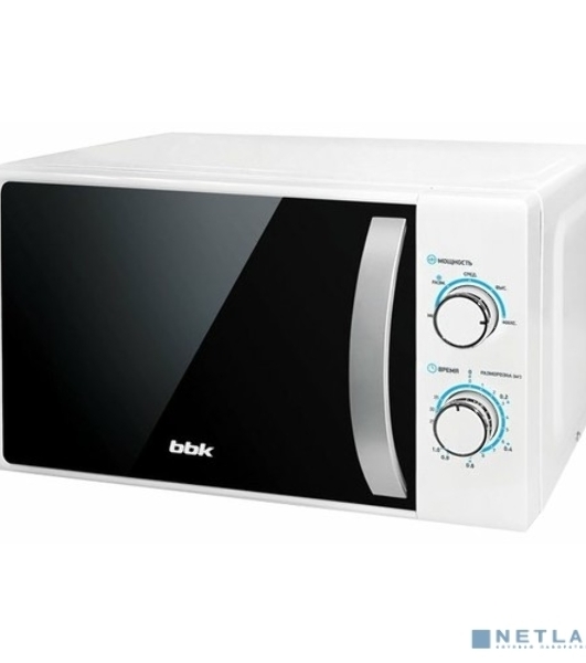 Микроволновая печь BBK 20MWS-711M/WS C белый/серебристый, 20 л, 700 Вт, переключатели - поворотный механизм