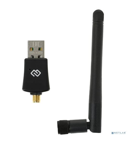 Сетевой адаптер WiFi Digma DWA-N300E N300 USB 2.0 (ант.внеш.съем) 1ант. (упак.:1шт)