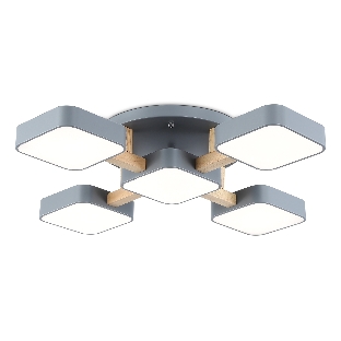 Светильник Ambrella light FL4882/5 GR/WD серый/дерево 90W 3000-6000K 675*675*110 (без ПДУ)